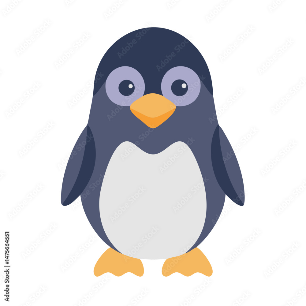 Fototapeta premium Cute Cartoon Penguin Illustration Isolated on Black Background