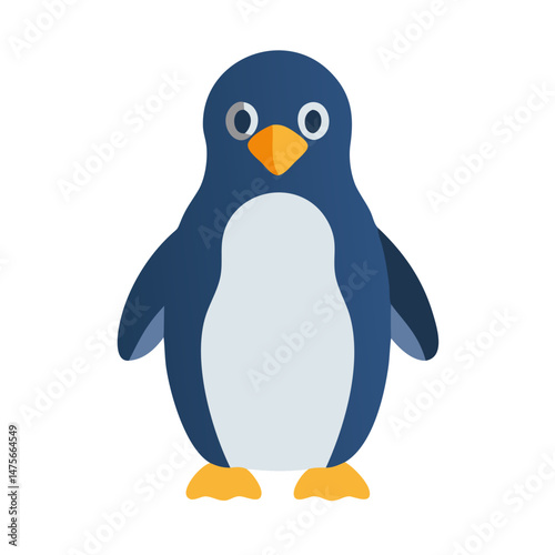 Cartoon Penguin Standing on Black Background Animal Illustration