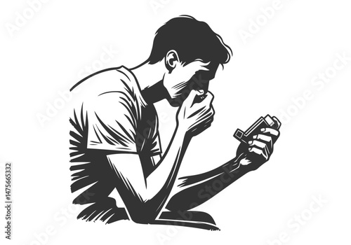Inhaler Hand drawn vector illustration
