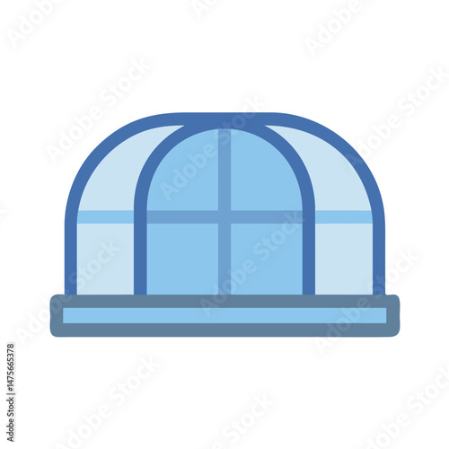 Blue Greenhouse Icon Illustration on Black Background