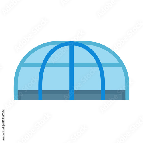 Blue Greenhouse Structure with Simple Design and Black Background
