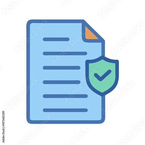 Protected document icon with shield and check mark
