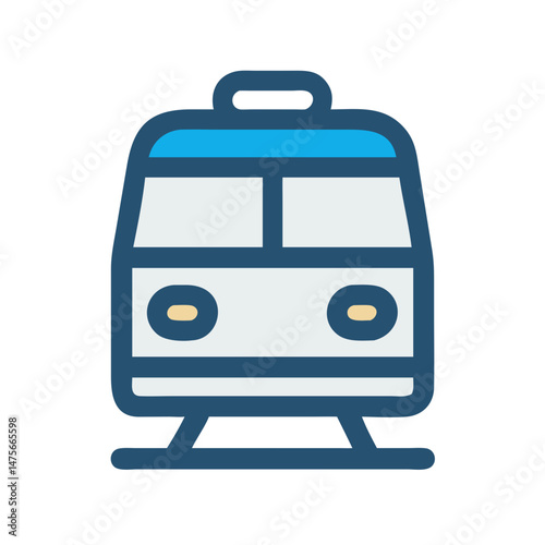 Modern Blue Train Icon, Subway or Public Transport