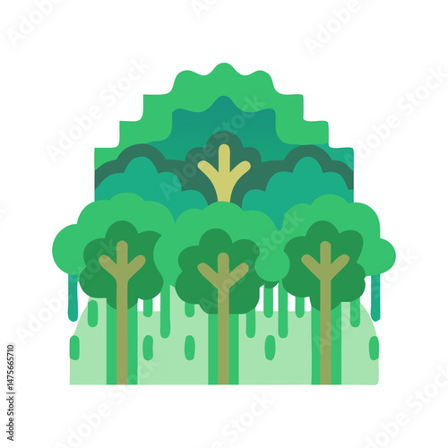 Abstract Forest Icon Illustration on Black Background