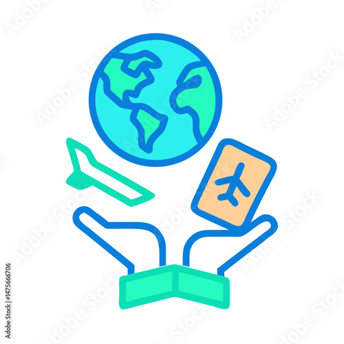 Sustainable Travel and Tourism Concept with Airplane and Globe