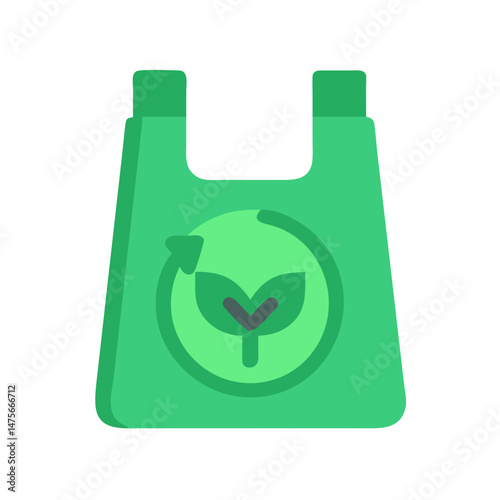 Recycled plastic bag icon for ecological sustainability effort