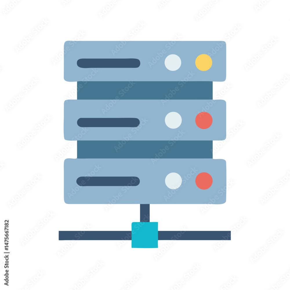 Stylized server illustration, data center icon on black Stylized server illustration, data center icon on black
