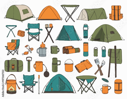 Camping Equipment Vector Collection