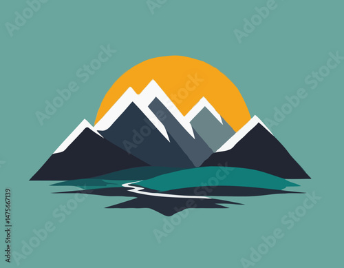 Minimalist Mountain Landscape Vector