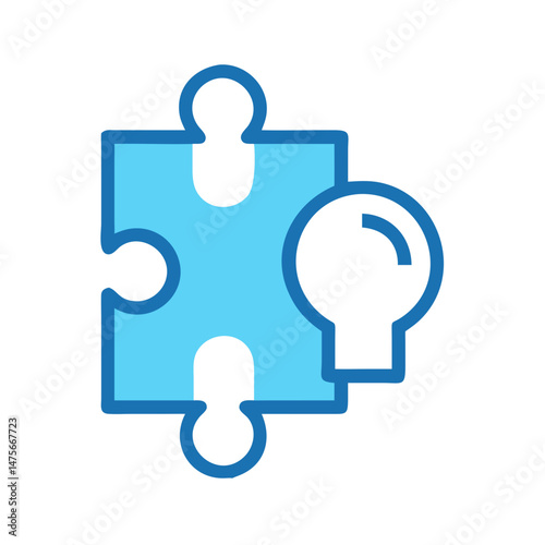 Puzzle piece with lightbulb icon on black background