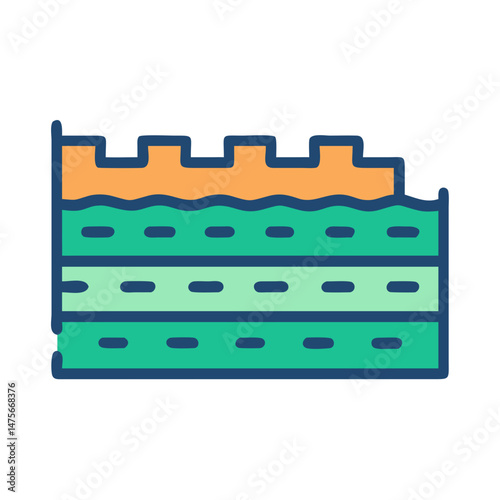 Colorful Soil Layers Geology Stratigraphy Illustration on Black