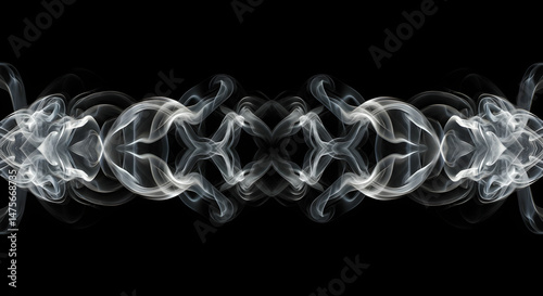 Mirrored Smoke Streams Forming Symmetrical Designs On A Dark Backdrop