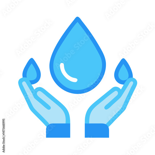 Water Drop in Hands: Conservation and Sustainability Icon