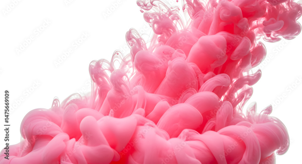Fototapeta premium Delicate Pink Cloud In Water On White Background With Artistic Effects