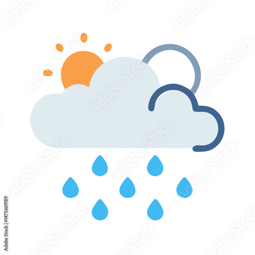 Partly Sunny with Rain Cartoon Weather Vector Image