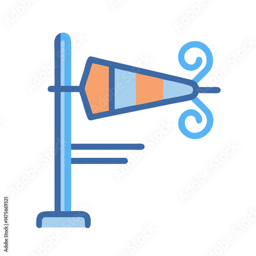Windsock icon design weather direction indicator, flat illustration