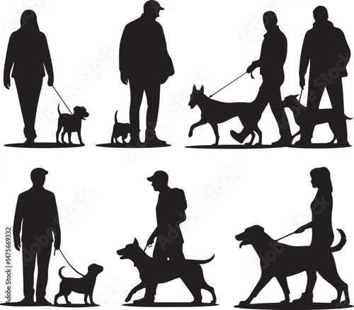 Loyal Dog Sitting Silhouette

Playful Puppy Running Vector

Dog with Paw Up Silhouette Scene

Alert Guard Dog Vector Design

Dog and Owner Walking Silhouette