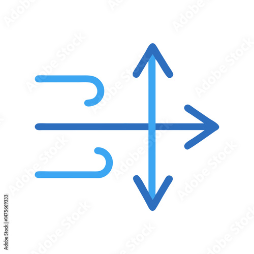 Wind flow icon with a cross arrows directions
