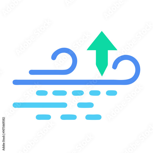 Evaporation Illustration Icon with Arrow on Black Background