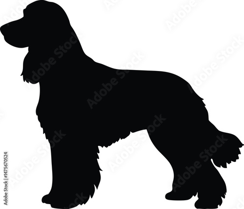 Retriever silhouette, Line art vector illustration of a Golden Retriever with a soft wavy coat and standing happily