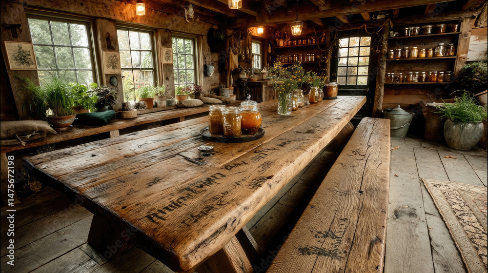 Rustic reclaimed wood dining table interior Rustic reclaimed wood dining table interior