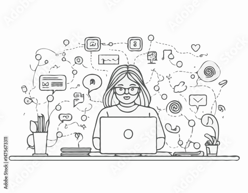 Social Media Addiction Concept