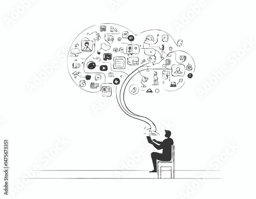 Social Media Addiction Concept
