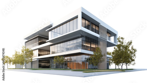 Modern business office buildings on white background