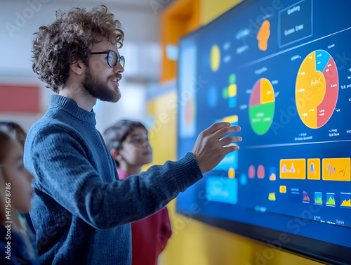Teacher Guiding Students with Interactive Data Visualization on a Large Screen