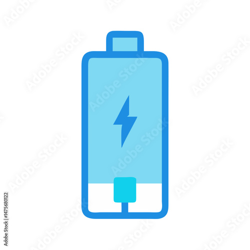 Charging battery icon with lightning bolt. Energy illustration.