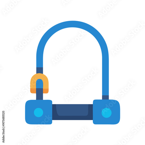 Blue U-Lock Bicycle Lock on Black Background Image