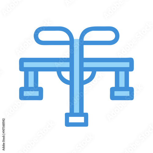 Blue balancing scale icon on black background illustration