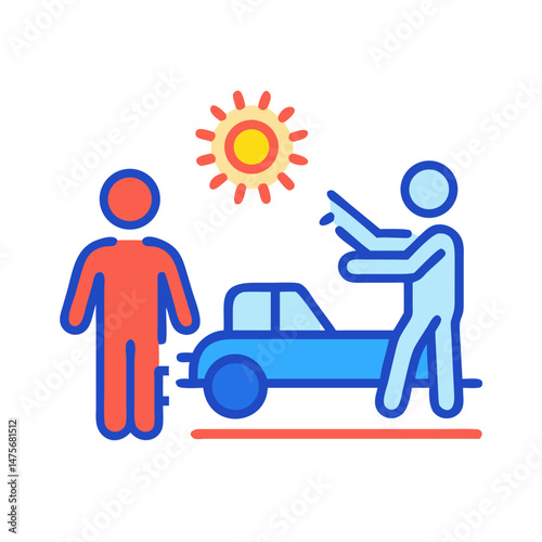 Summer car insurance deal with two people icon