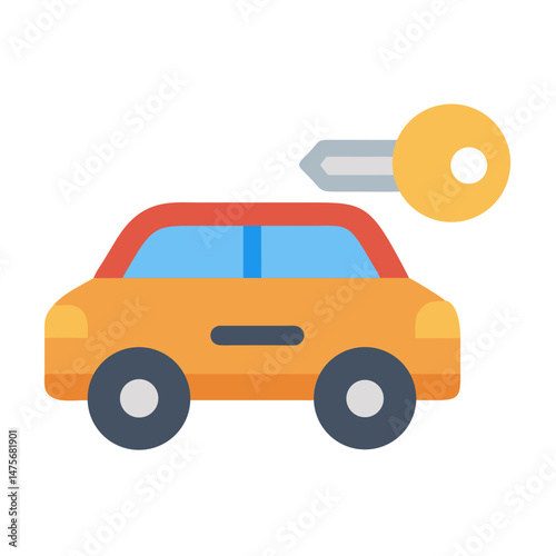 Car Rental Concept: Illustration of Car and Key