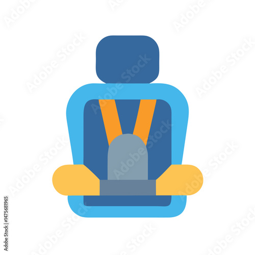 Blue and Yellow Baby Car Seat on Black Backdrop