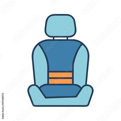 Stylish blue car seat, safety and comfort illustration