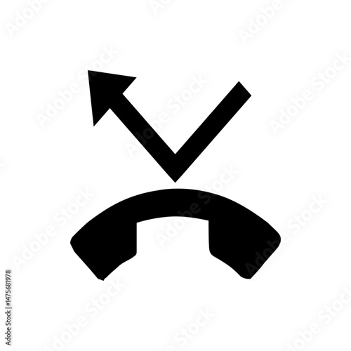 Black phone receiver with an arrow pointing upwards and to the left indicating a missed call icon