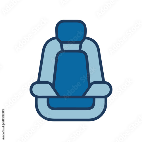 Blue car seat icon vector on black background
