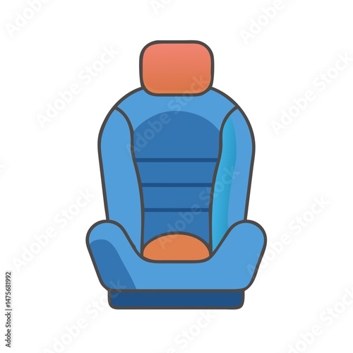 Blue and Orange Car Seat Vector Graphic Illustration