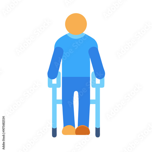 Man using walker icon, disability, mobility assistance concept