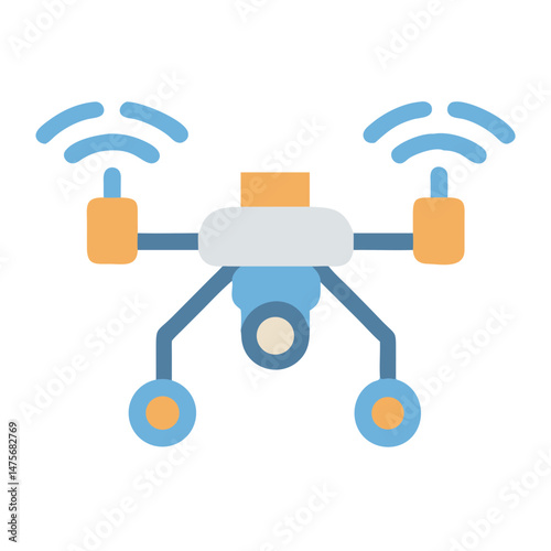 Drone icon vector illustration isolated on black background