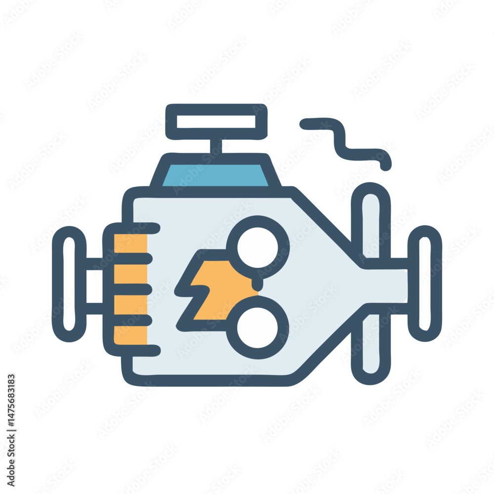 Obraz premium Automobile car engine motor with color vector illustration