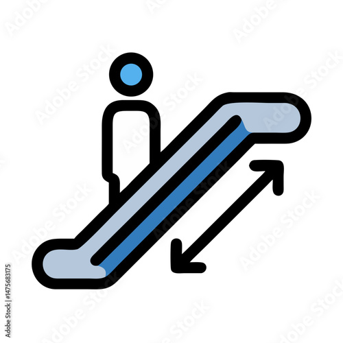 Escalator Icon Illustration in Blue and White