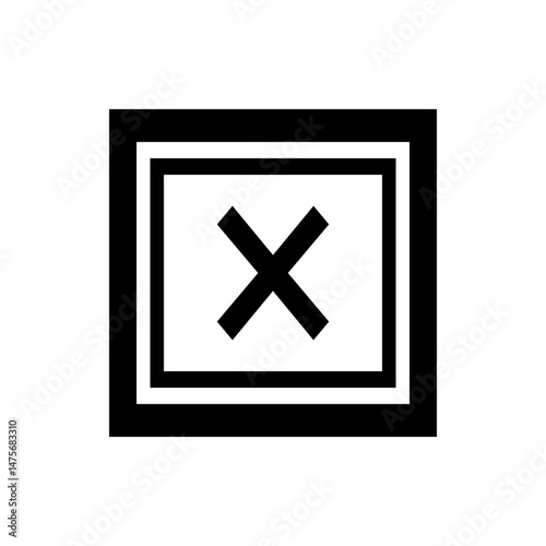 Black outlined square containing a white square with a black x shape in the center of the image view