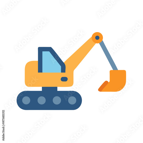 Cartoon excavator illustration on a black background
