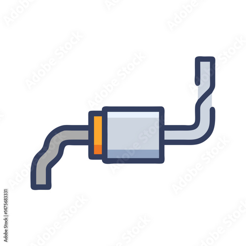 Car exhaust system icon design on black background