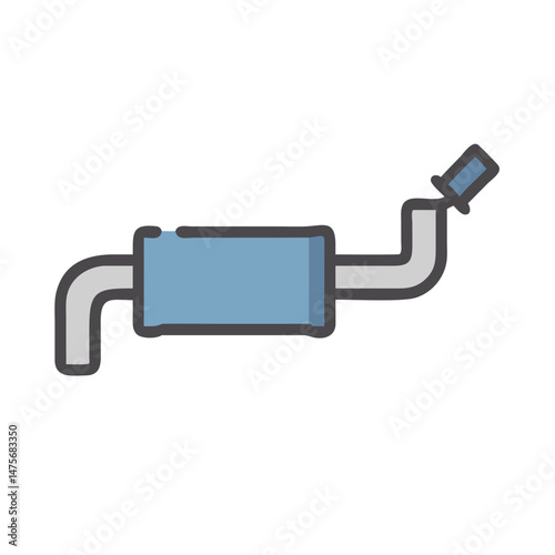 Illustration of a car exhaust system on black background