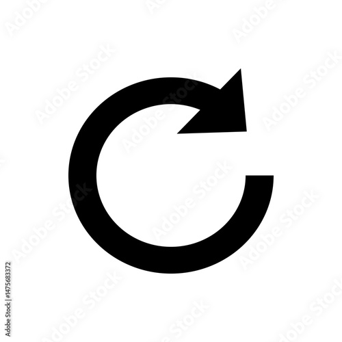 Circular arrow icon indicating refresh or reload with a clockwise direction and bold black stroke