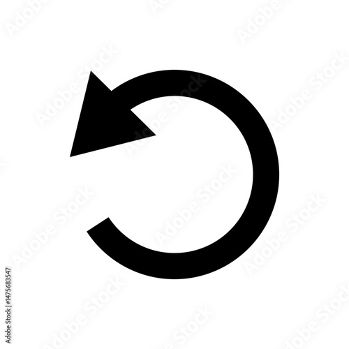 Circular arrow pointing left indicating a redo or refresh action in a simple graphic representation