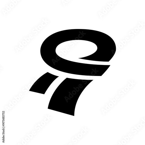 Stylized black scarf with flowing ends and circular top design on a white background simple and elegant